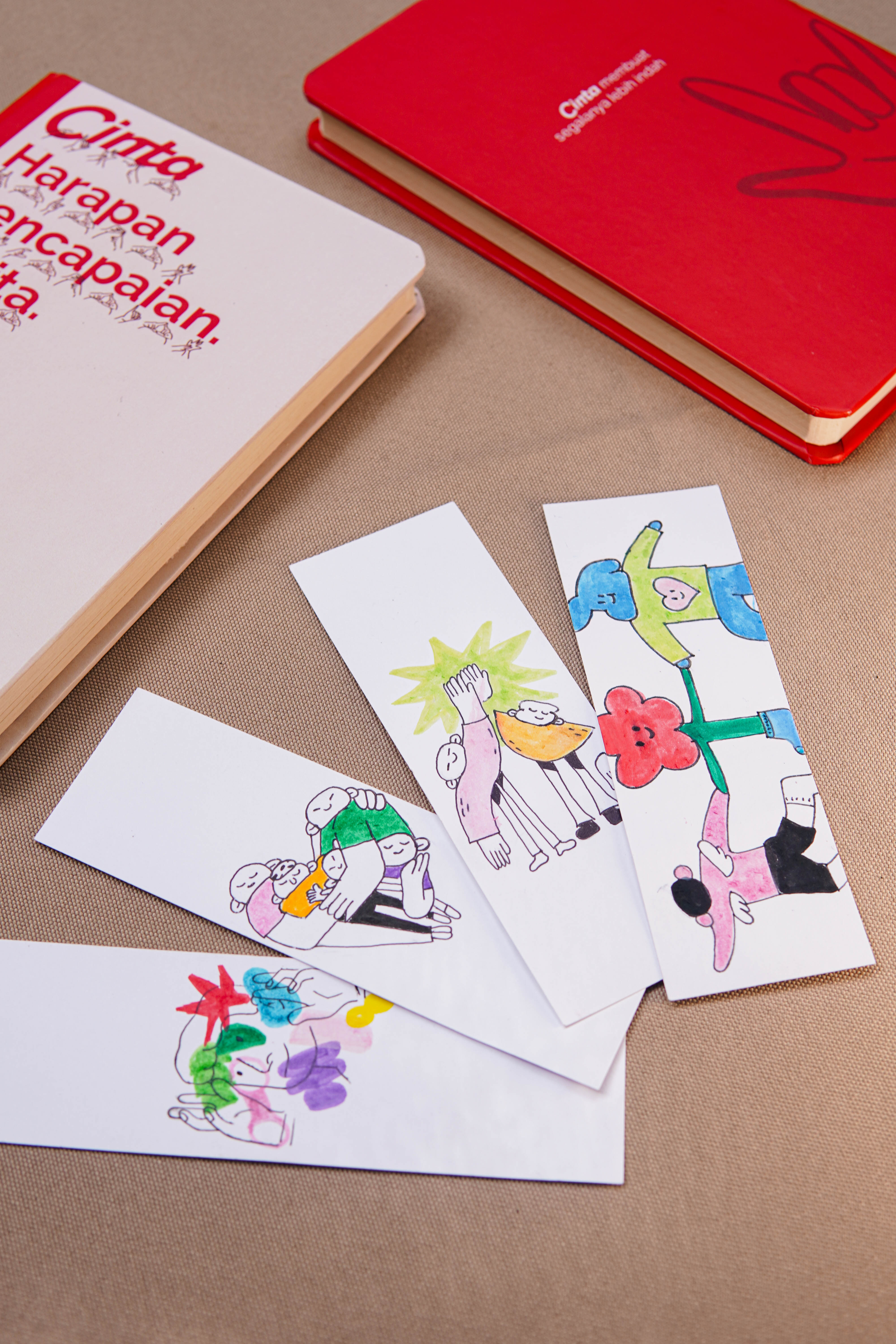 Illustrated bookmark inside book